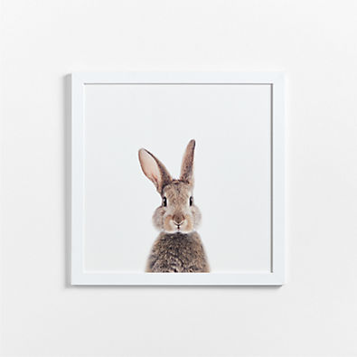 View Baby Bunny White Wood Framed Wall Art Print details