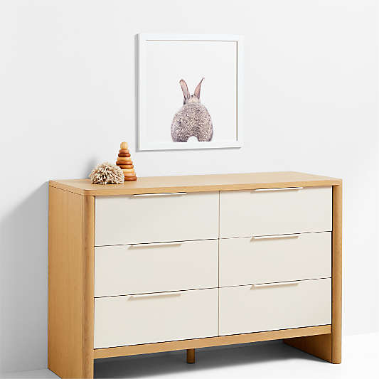 Baby Bunny Tail White Wood Framed Wall Art Print