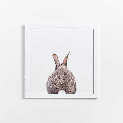 Baby Bunny Tail White Wood Framed Wall Art Print