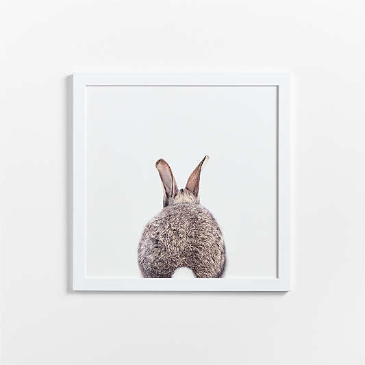 Baby Bunny Tail White Wood Framed Wall Art Print