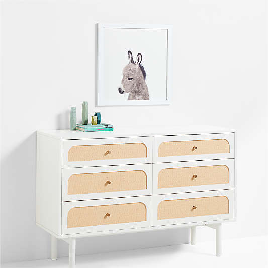 Baby Donkey White Wood Framed Wall Art Print