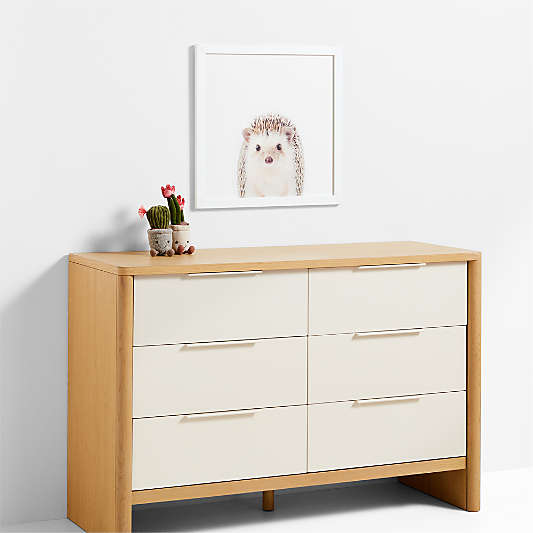 Baby Hedgehog White Wood Framed Wall Art Print