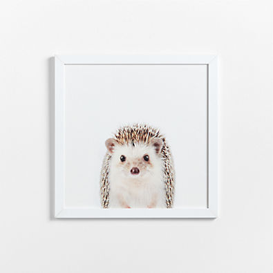View Baby Hedgehog White Wood Framed Wall Art Print details