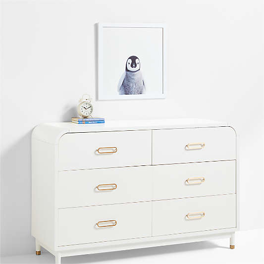 Baby Penguin White Wood Framed Wall Art Print