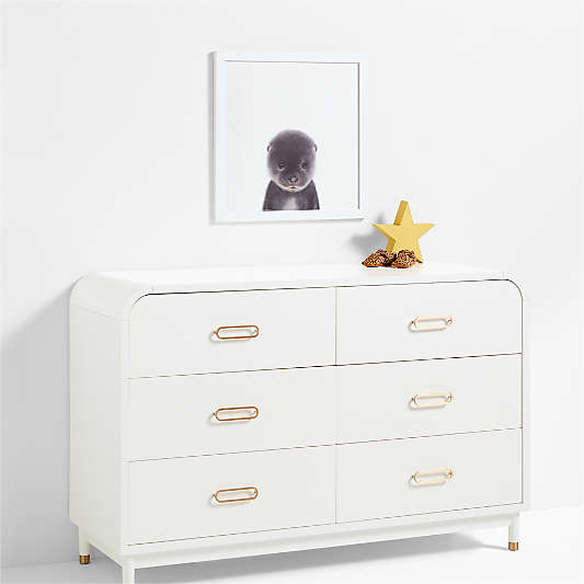 Baby Sea Otter White Wood Framed Wall Art Print