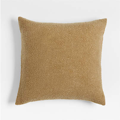 Frances Faux Mohair 23"x23" Golden Brown Throw Pillow with Down-Alternative Insert by Jake Arnold