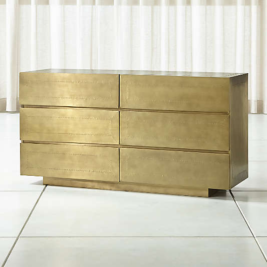 Freda 6-Drawer Brass Dresser