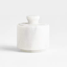 French Kitchen White Marble Salt Cellar with Lid + Reviews | Crate & Barrel