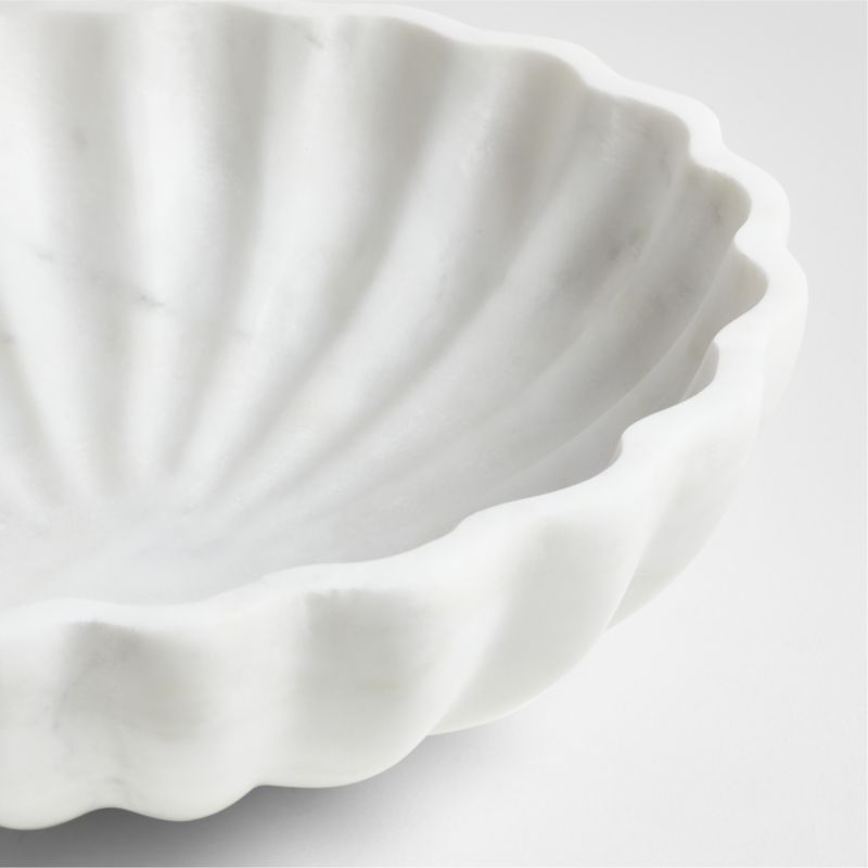 French Kitchen Marble White Scalloped Serving Bowl - image 3 of 4