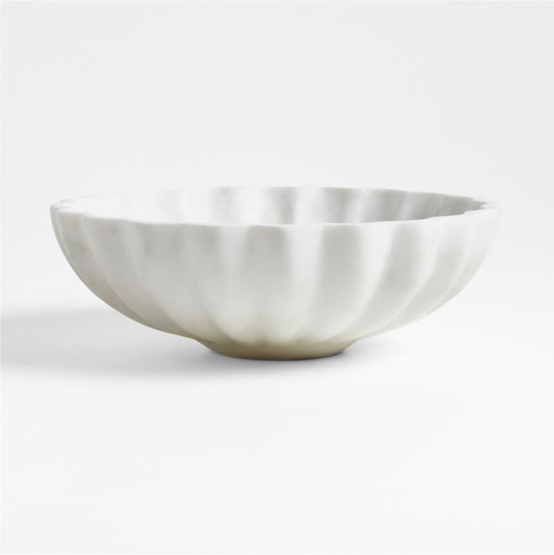 French Kitchen Marble White Scalloped Serving Bowl - image 0 of 4