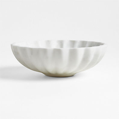 View French Kitchen Marble White Scalloped Serving Bowl details