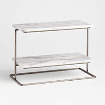 French Kitchen White Marble 2-Tier Server Cupcake Stand + Reviews | Crate & Barrel