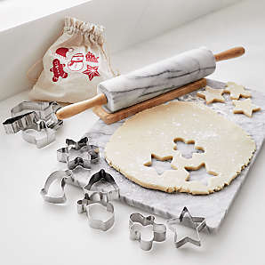 Rolling Pin Set, Cookie Cutters Set Carbon Steel Cutters Cookie Baking  Supplies Set with Baking Pan Baking Mat Rolling Pin Spatula Clamp