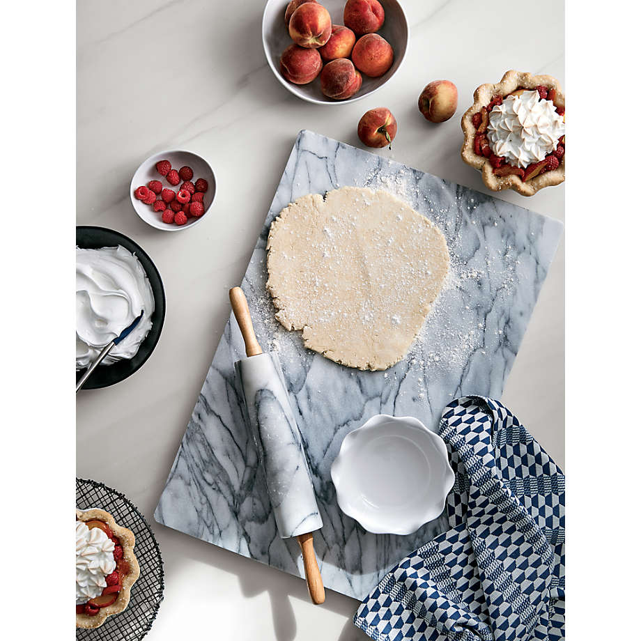 French Kitchen White Marble Rolling Pin with Stand + Reviews | Crate & Barrel