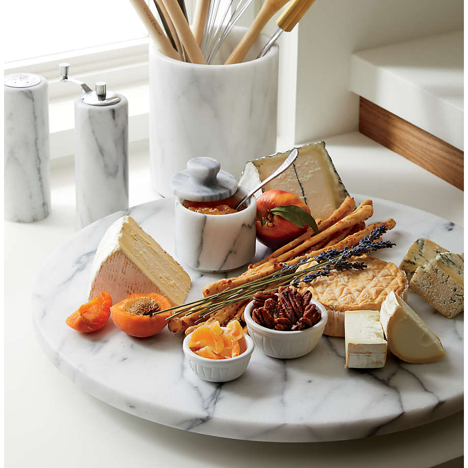 Handcrafted Beige Marble Lazy Susan