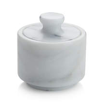 White Marble Salt Cellar With Lid, 4X2.5 Inches, Living Room Storage Boxes Marble Decorative Container With Lid For Home Decor Living Room Furniture Bedroom Decoration
