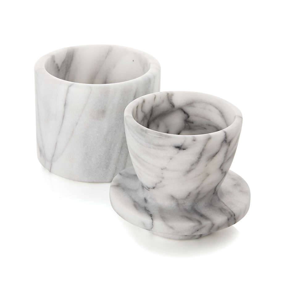 French Kitchen White Marble Butter Keeper Bell + Reviews | Crate & Barrel