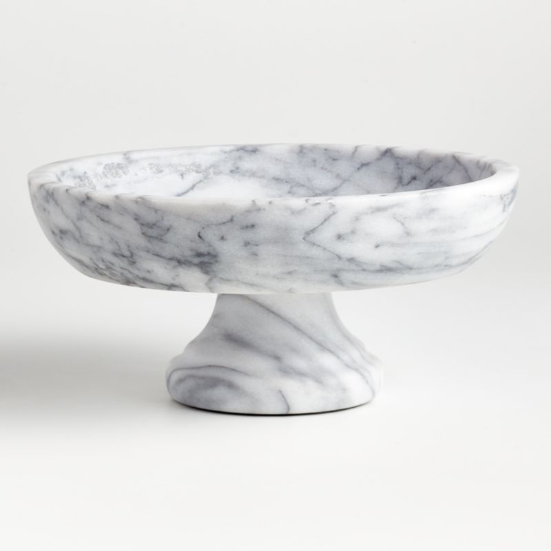 White Ceramic Pedestal Fruit Bowl - Hudson Grace
