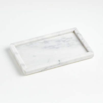 French Kitchen White Marble Covered Butter Dish Reviews Crate Barrel   French Kitchen Marble Rectangle Tray 