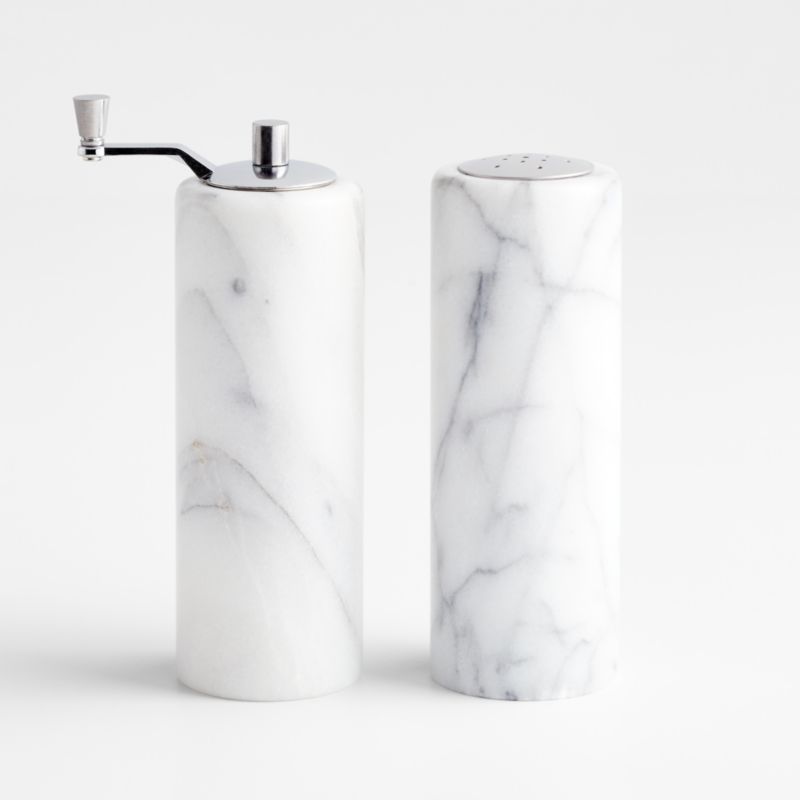 Marble & Brass Salt & Pepper Shaker Set