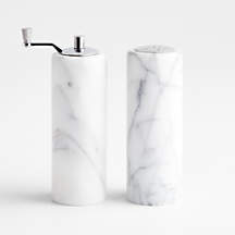 French Kitchen White Marble Salt & Pepper Shaker Set