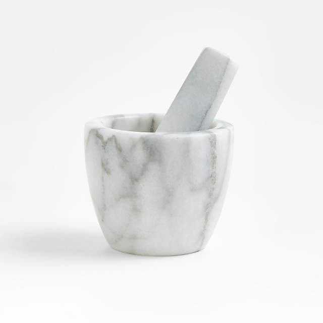 The Novogratz White Marble Natural Mortar & Pestle Set