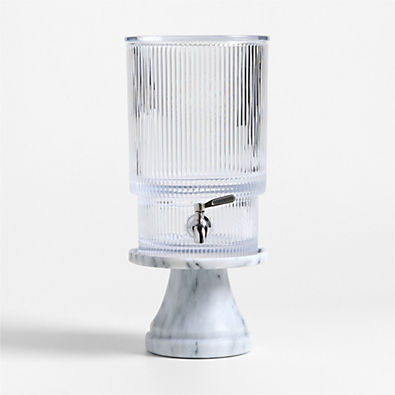 View Atwell 1.7-Gallon Ribbed Glass Drink Dispenser with French Marble Stand Set details