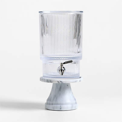 Atwell 1.7-Gallon Ribbed Glass Drink Dispenser with French Marble Stand Set