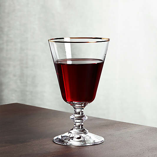 French Wine Glass with Gold Rim