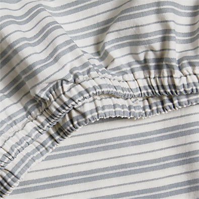 View Frenchie Cloudy Blue Organic Cotton Baby Crib Fitted Sheet by Leanne Ford details