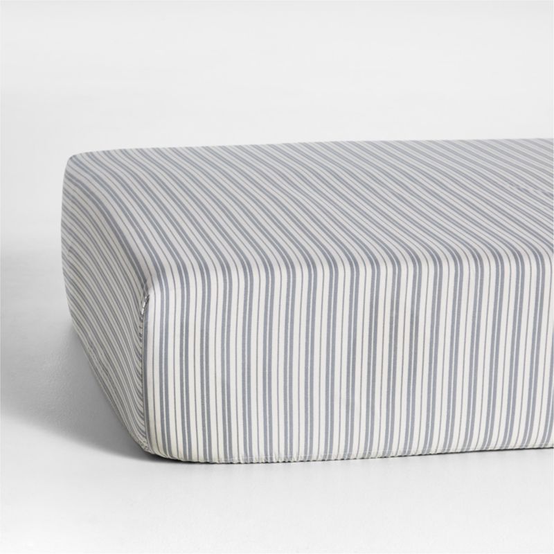 Frenchie Cloudy Blue Organic Cotton Baby Crib Fitted Sheet by Leanne Ford