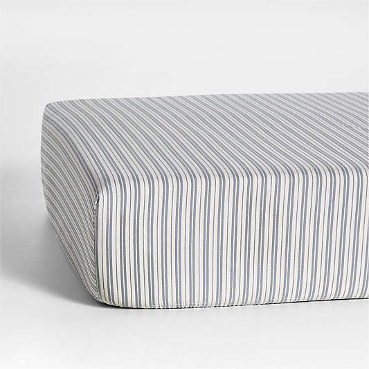 Frenchie Cloudy Blue Organic Cotton Baby Crib Fitted Sheet by Leanne Ford