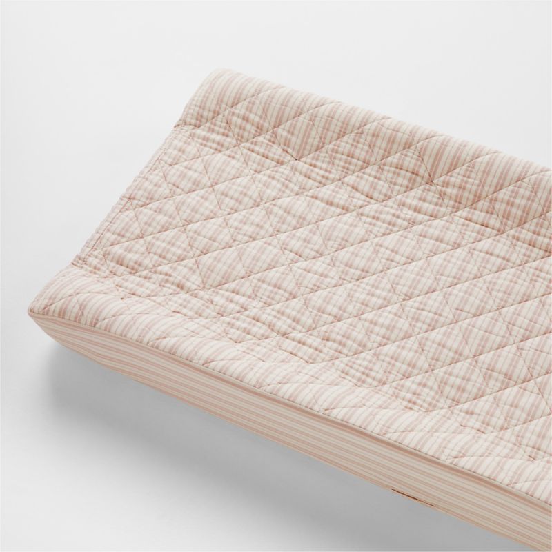 Frenchie Dusty Blush Organic Cotton Baby Changing Pad Cover by Leanne Ford