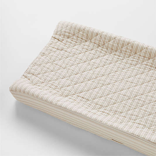 Frenchie Natural Taupe Organic Cotton Baby Changing Pad Cover by Leanne Ford