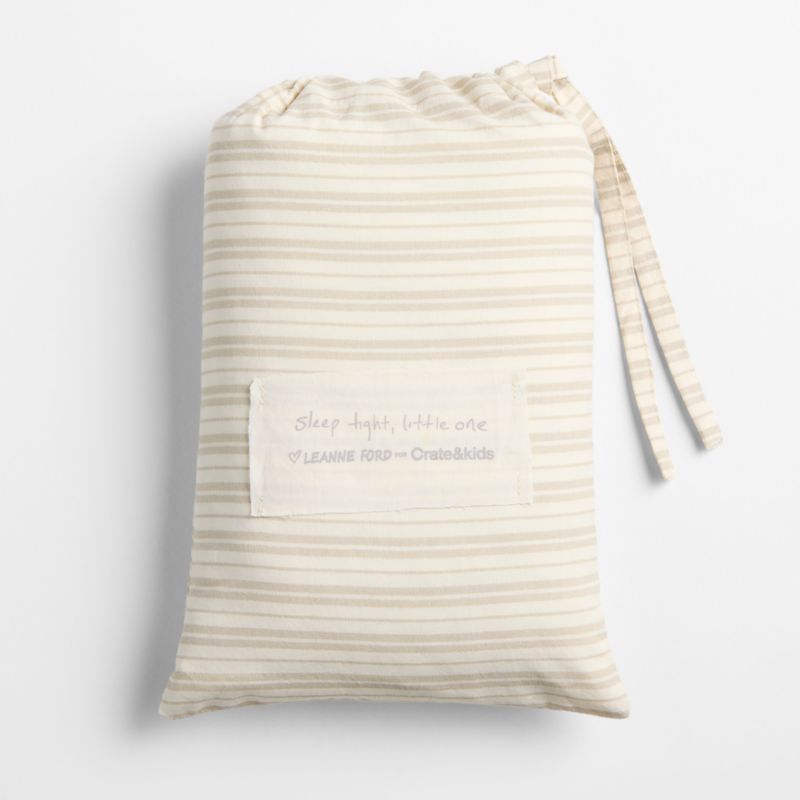 Frenchie Natural Taupe 100% Organic Cotton Baby Crib Fitted Sheet by Leanne Ford - image 3 of 5