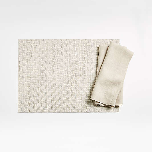 Marin Dark Natural Linen Napkins, Set of 8