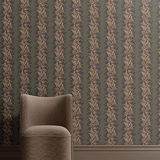 Fern Trellis Burnt Green Wallpaper