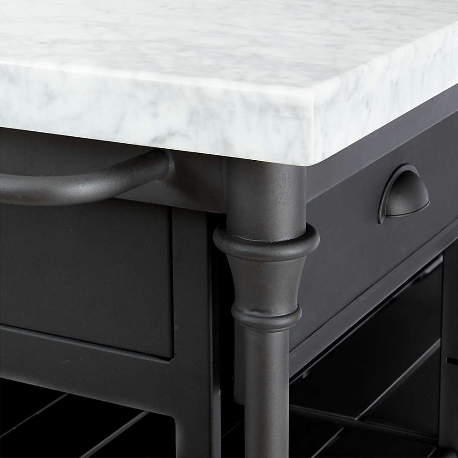 French 72 Large White Marble Kitchen Island + Reviews