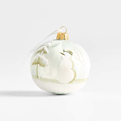Frosty Winter Scene Glass Christmas Tree Ornament