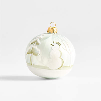 European Frosty Winter Scene Glass Christmas Tree Ornament