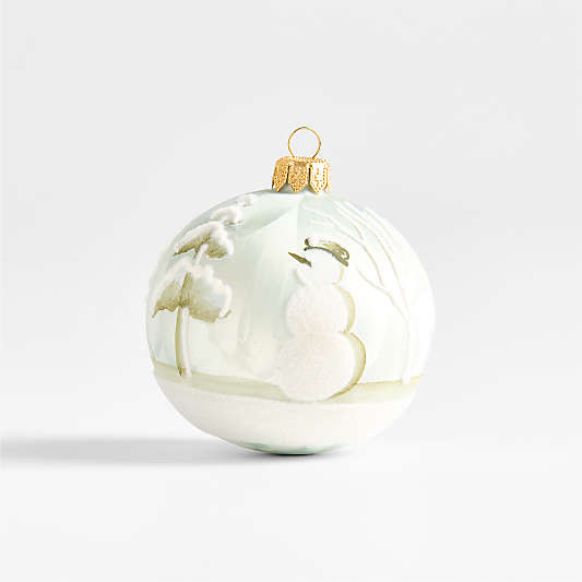 European Frosty Winter Scene Glass Christmas Tree Ornament