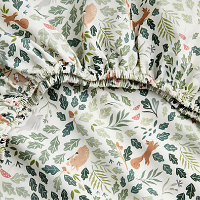 View Forest Friends Embroidered 100% Organic Cotton Baby Crib Fitted Sheet details