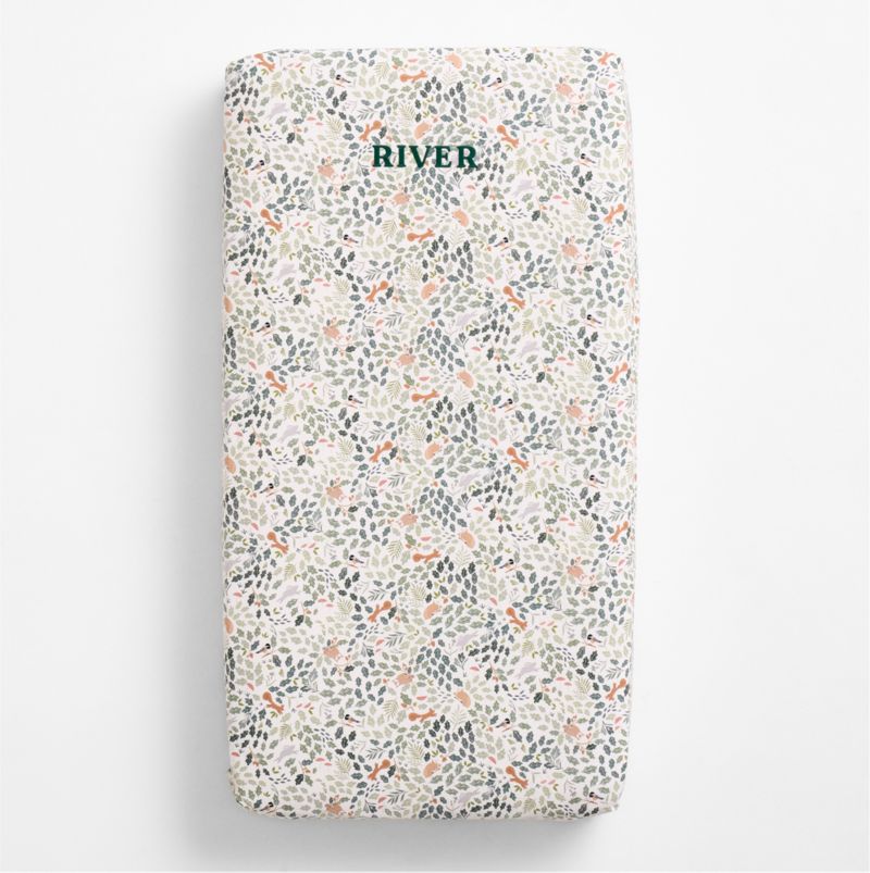 Forest Friends Embroidered Organic Cotton Baby Crib Fitted Sheet - image 1 of 5