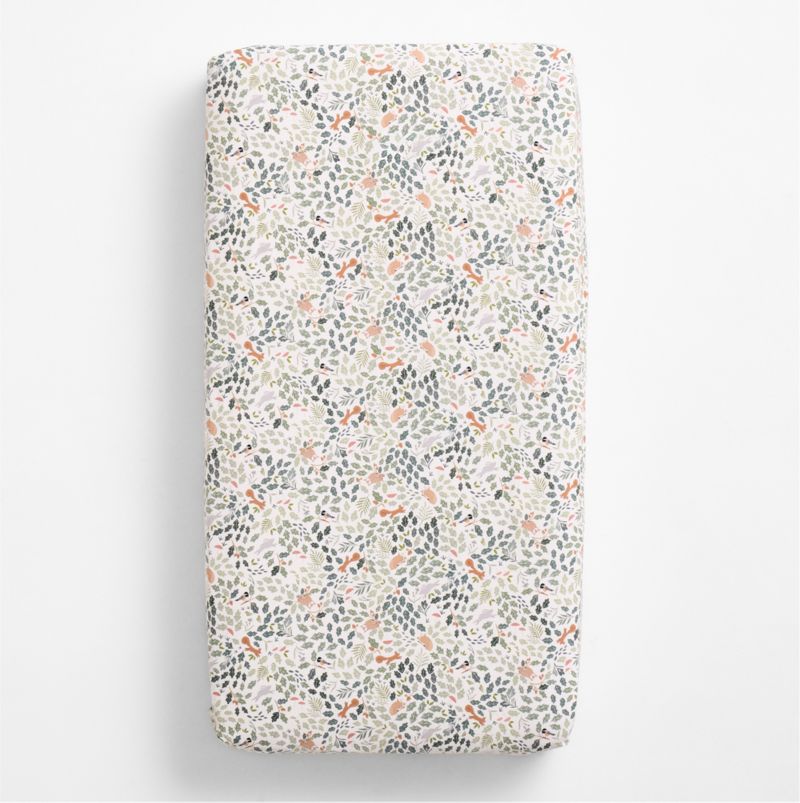 Forest Friends Embroidered Organic Cotton Baby Crib Fitted Sheet - image 2 of 5