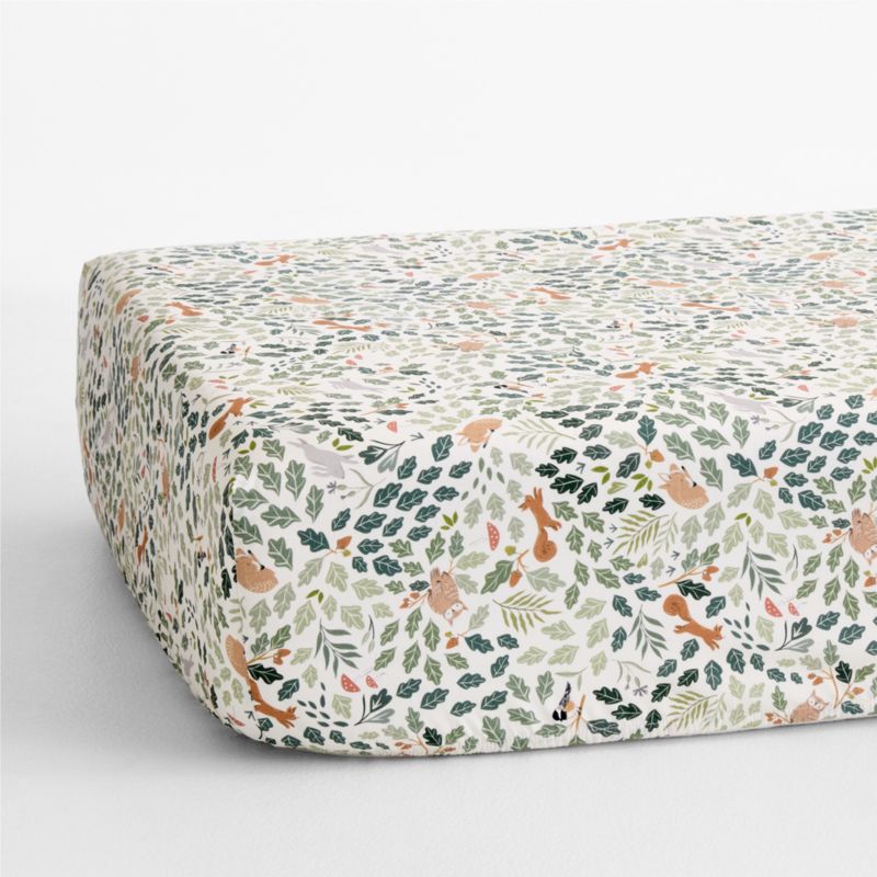 Forest Friends Embroidered Organic Cotton Baby Crib Fitted Sheet - image 3 of 5