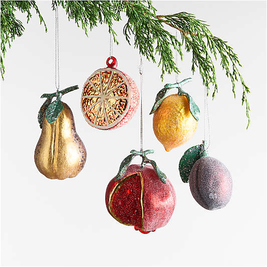 Pomegranate Glass Christmas Tree Ornament, Set of 4