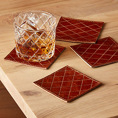 View Frye Leather Coasters, Set of 4 ™ details