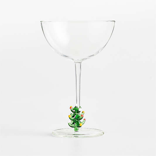 Hand Blown Festive Glass Tree 3.25-oz. Coupe Glass