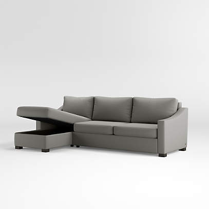 Sleeper Sectional With Storage Chaise, Rananto Off White Leather Sleeper Sofa