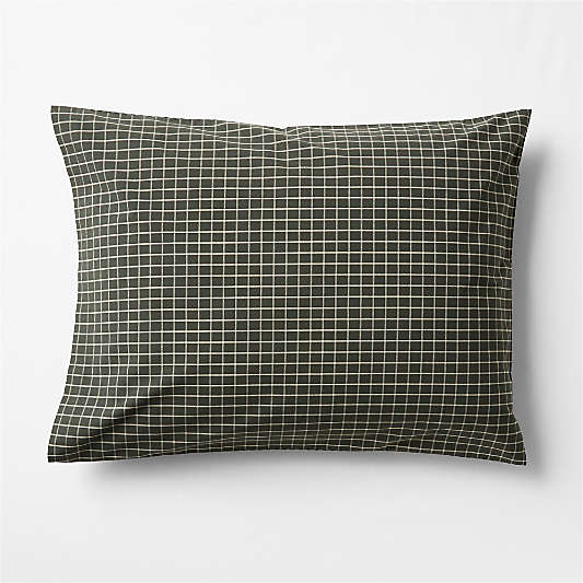 Favorite Washed Organic Cotton Ficus Green Gingham Check Bed Pillow Sham